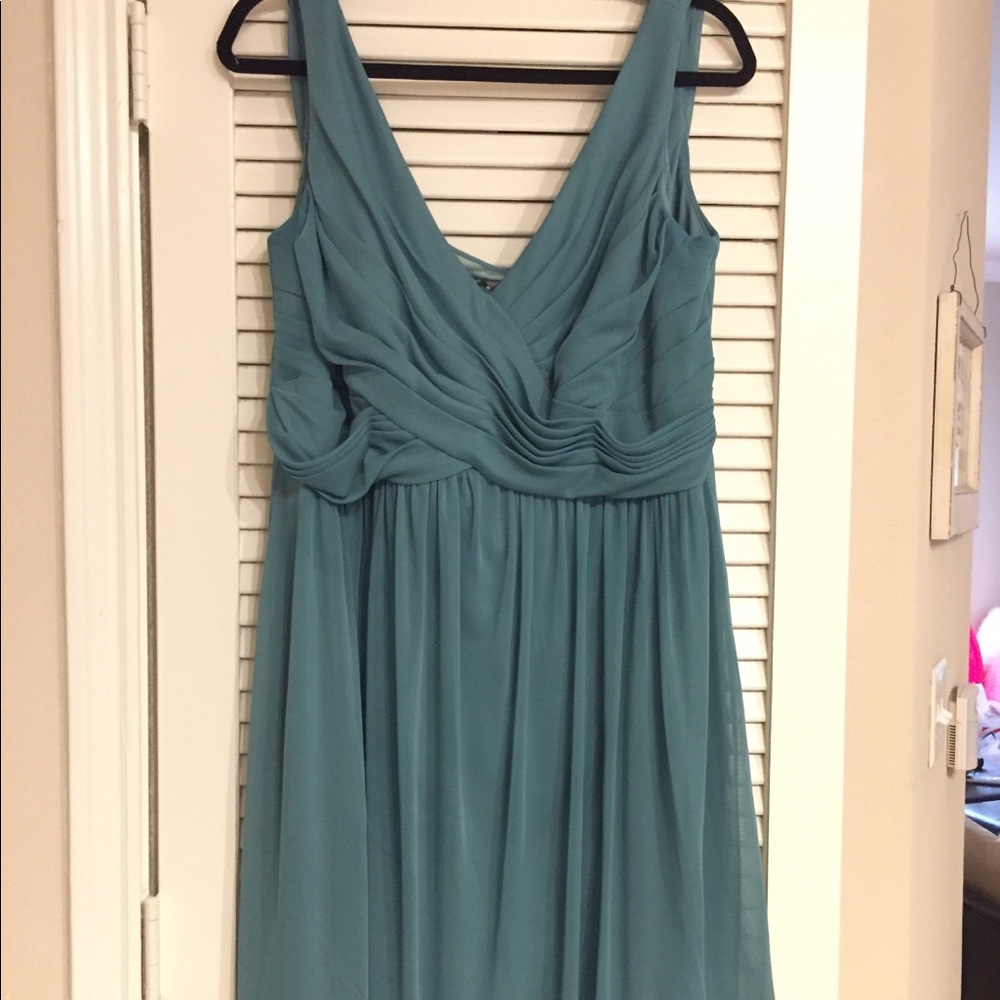 David’s Bridal Knee Length Bridesmaid Teal Blue Dress